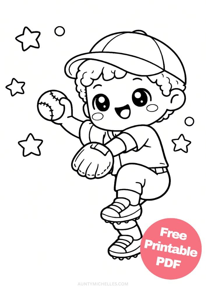 Free Printable Baseball Coloring Pages for Kids Sports Colouring Book Sheets Printout PDF 8 boy pitcher diverse