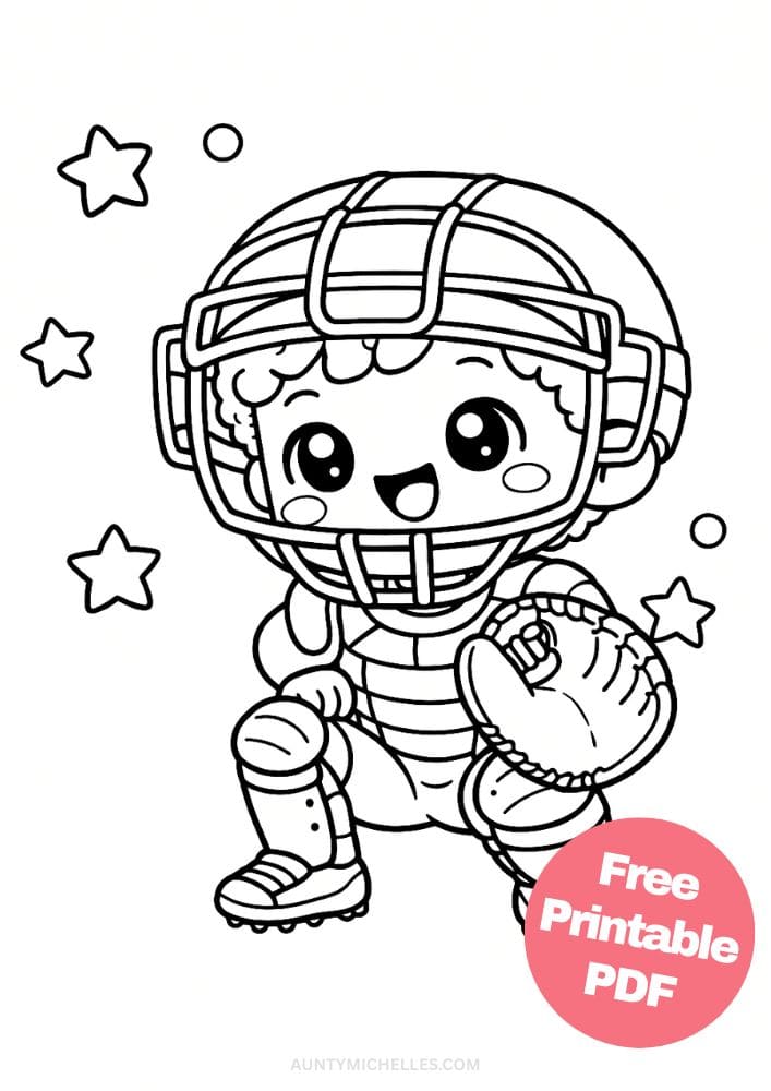 Free Printable Baseball Coloring Pages for Kids Sports Colouring Book Sheets Printout PDF 9 boy catcher diverse