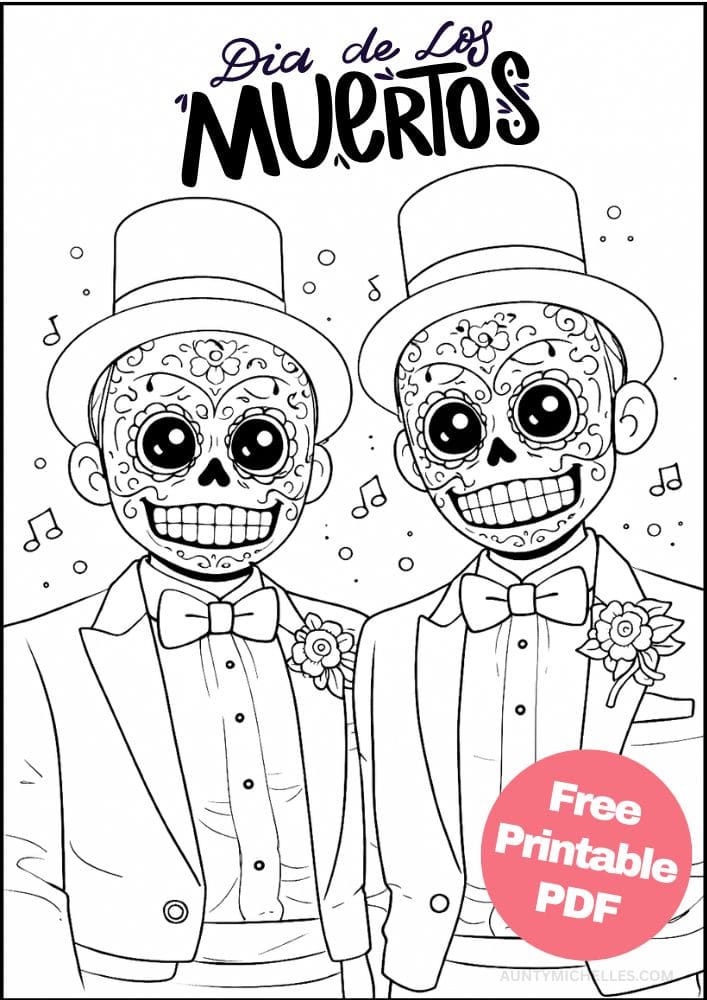 Free Printable Day of the Dead Coloring Pages for Kids Día de los Muertos Coloring Book Mexico Mexican 12 Xantolo skeleton