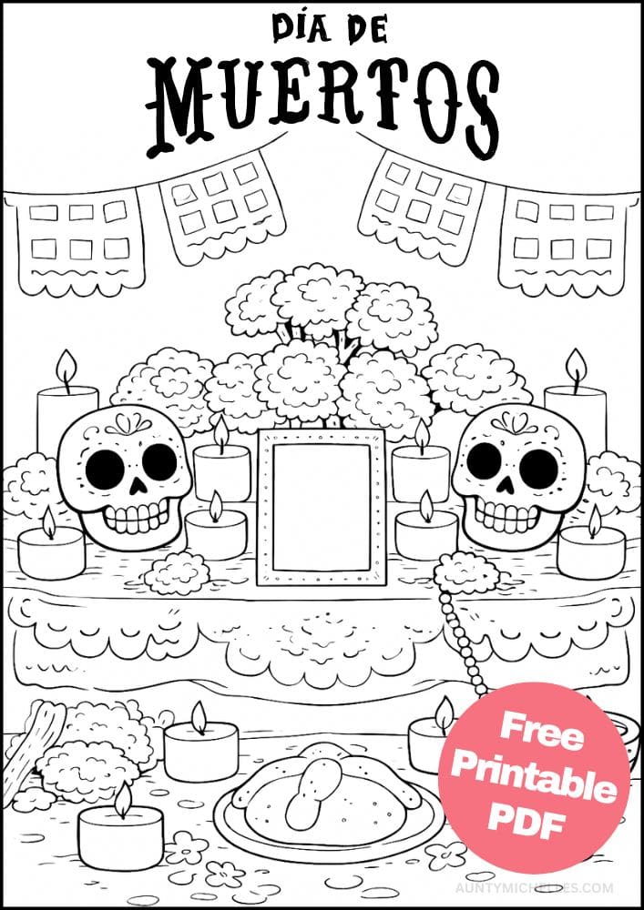 Free Printable Day of the Dead Coloring Pages for Kids Día de los Muertos Coloring Book Mexico Mexican 13 ofrenda