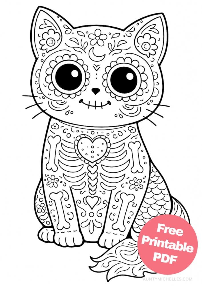 Free Printable Day of the Dead Coloring Pages for Kids Día de los Muertos Coloring Book Mexico Mexican 19 Alebrijes cat