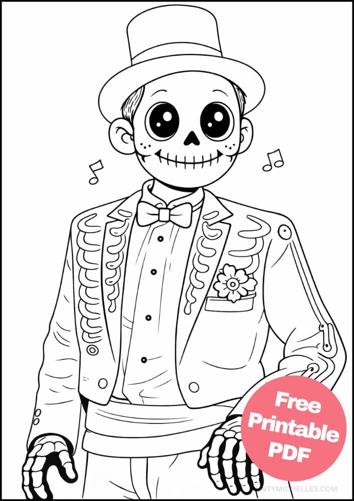 Free Printable Day of the Dead Coloring Pages for Kids Día de los Muertos Coloring Book Mexico Mexican 6 Xantolo skeleton