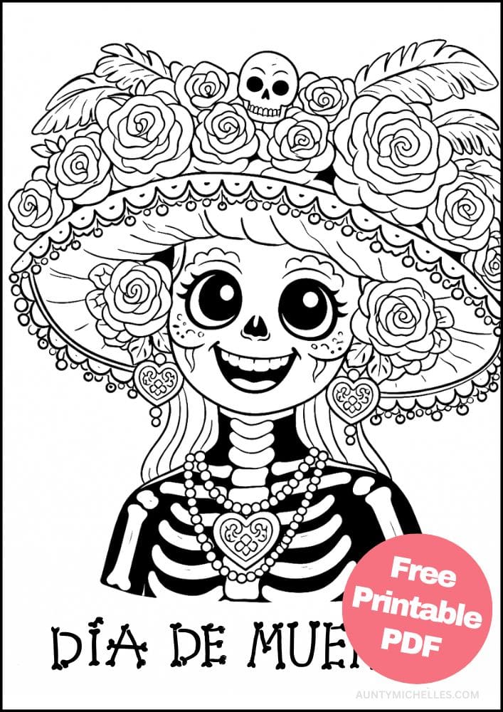 Free Printable Day of the Dead Coloring Pages for Kids Día de los Muertos Coloring Book Mexico Mexican 8 Xantolo skeleton