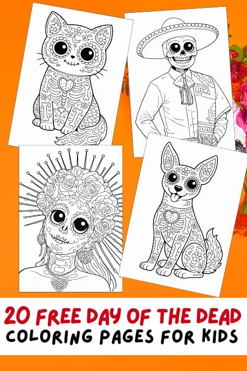 Free Printable Day of the Dead Coloring Pages for Kids - Aunty Michelle's