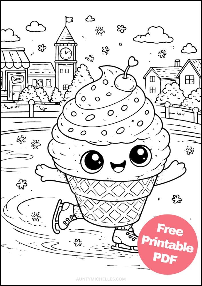 Free Printable Dessert Coloring Pages for Kids Food Activities Colouring Sheets 1 ice cream ice skating