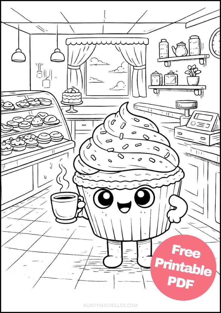 Free Printable Dessert Coloring Pages for Kids Food Activities Colouring Sheets 10 cupcake cafe