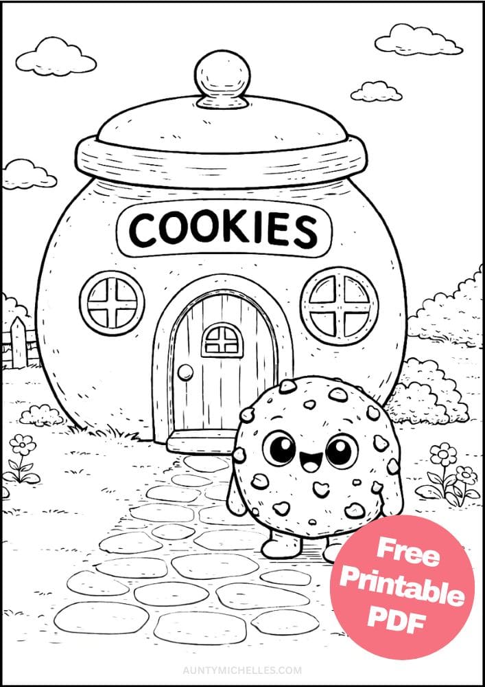 Free Printable Dessert Coloring Pages for Kids Food Activities Colouring Sheets 14 chocolate chip cookie jar house