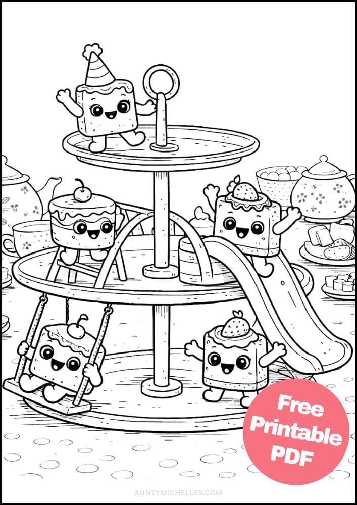 Free Printable Dessert Coloring Pages for Kids Food Activities Colouring Sheets 15 tea cake playground