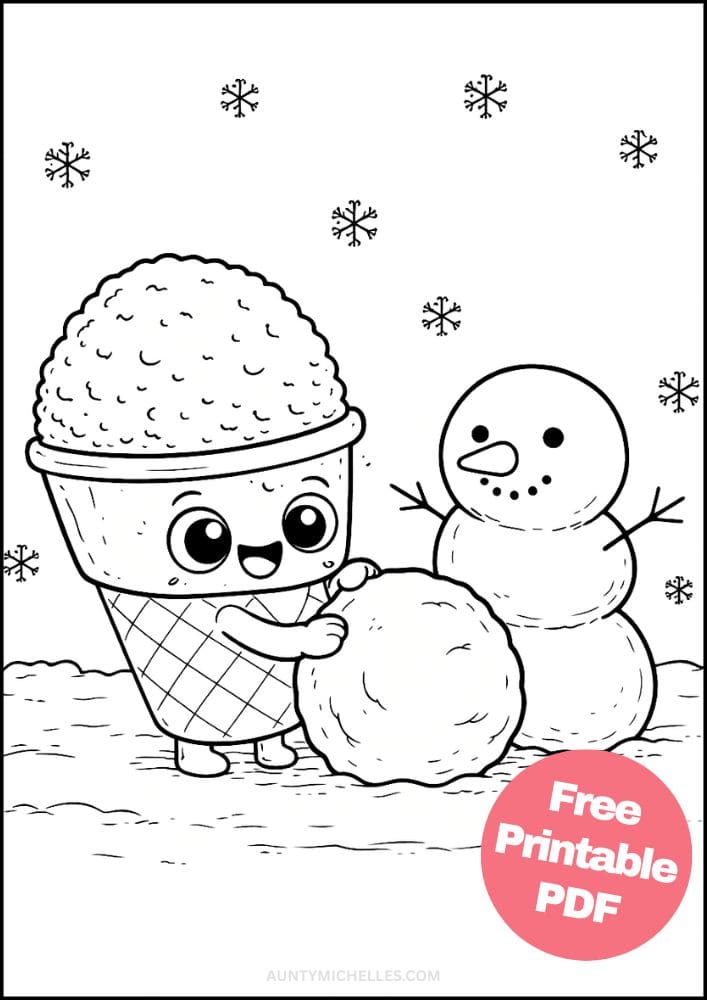 Free Printable Dessert Coloring Pages for Kids Food Activities Colouring Sheets 19 ice cream snowman