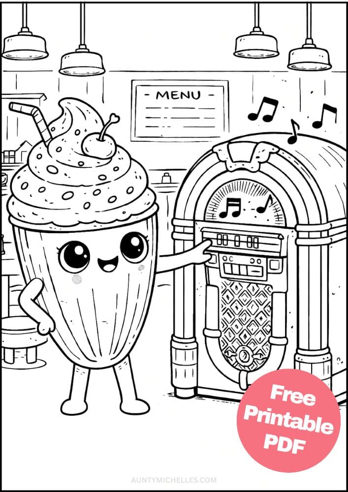 Free Printable Dessert Coloring Pages for Kids Food Activities Colouring Sheets 2 milk shake diner