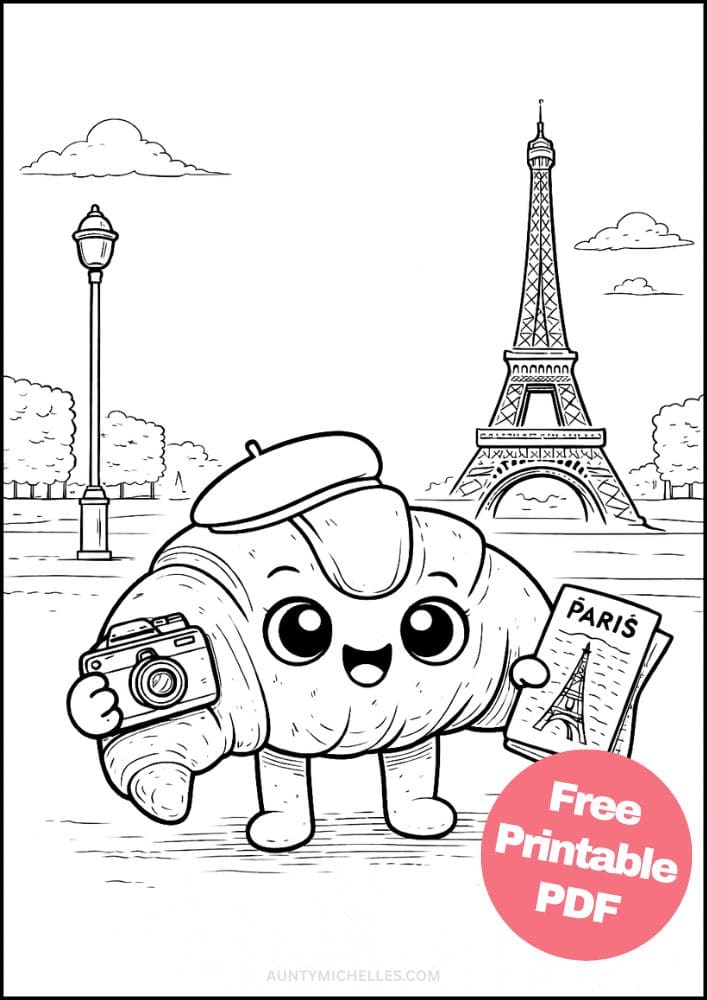 Free Printable Dessert Coloring Pages for Kids Food Activities Colouring Sheets 8 croissant paris