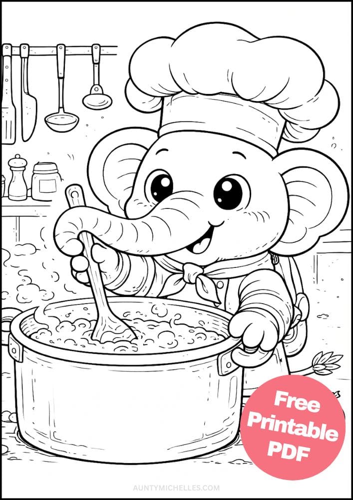 Free Printable Elephant Coloring Pages for Kids Animal Activities Colouring Sheets 13 chef cooking