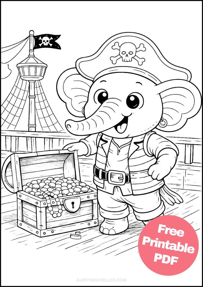 Free Printable Elephant Coloring Pages for Kids Animal Activities Colouring Sheets 16 pirate treasure