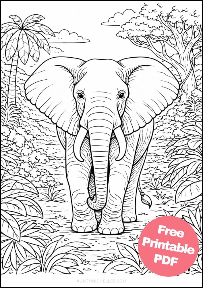 Free Printable Elephant Coloring Pages for Kids Animal Activities Colouring Sheets 17 realistic jungle