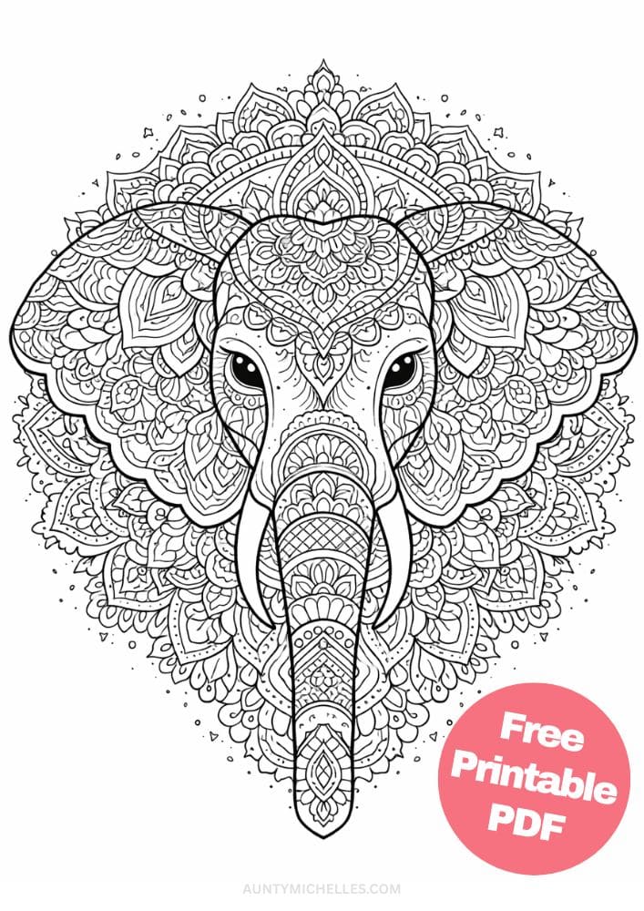 Free Printable Elephant Coloring Pages for Kids Animal Activities Colouring Sheets 18 mandala face head