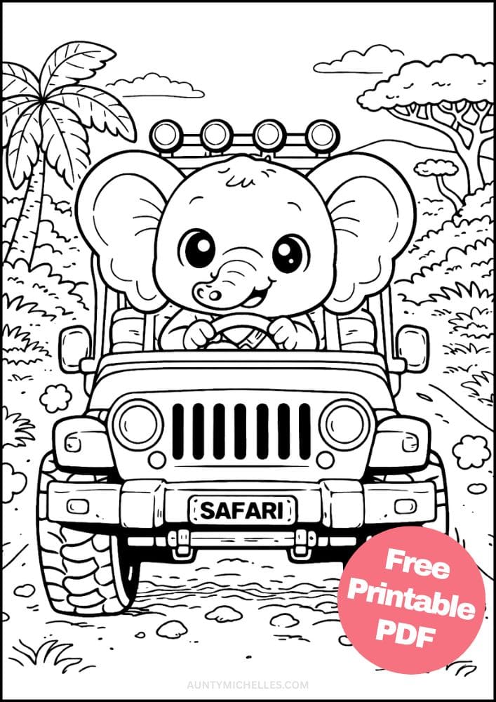 Free Printable Elephant Coloring Pages for Kids Animal Activities Colouring Sheets 2 jeep safari