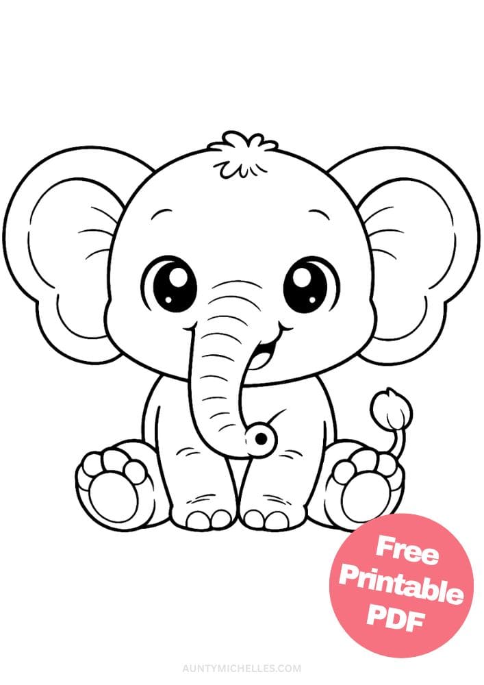 Free Printable Elephant Coloring Pages for Kids Animal Activities Colouring Sheets 4 cute simple easy