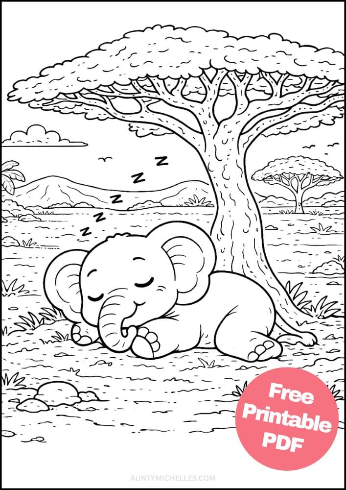 Free Printable Elephant Coloring Pages for Kids Animal Activities Colouring Sheets 7 sleeping