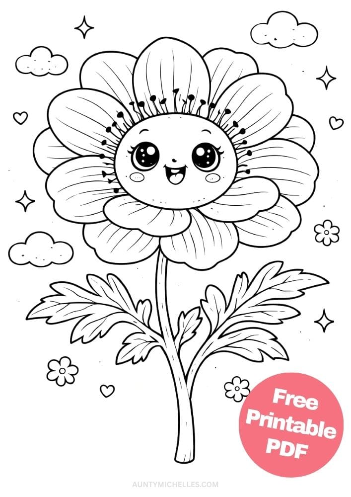 Free Printable Flower Coloring Pages for Kids Floral Coloring Book Garden Printout Sheets 14 poppy flower