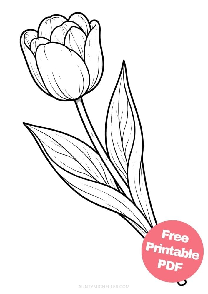 Free Printable Flower Coloring Pages for Kids Floral Coloring Book Garden Printout Sheets 4 tulip realistic