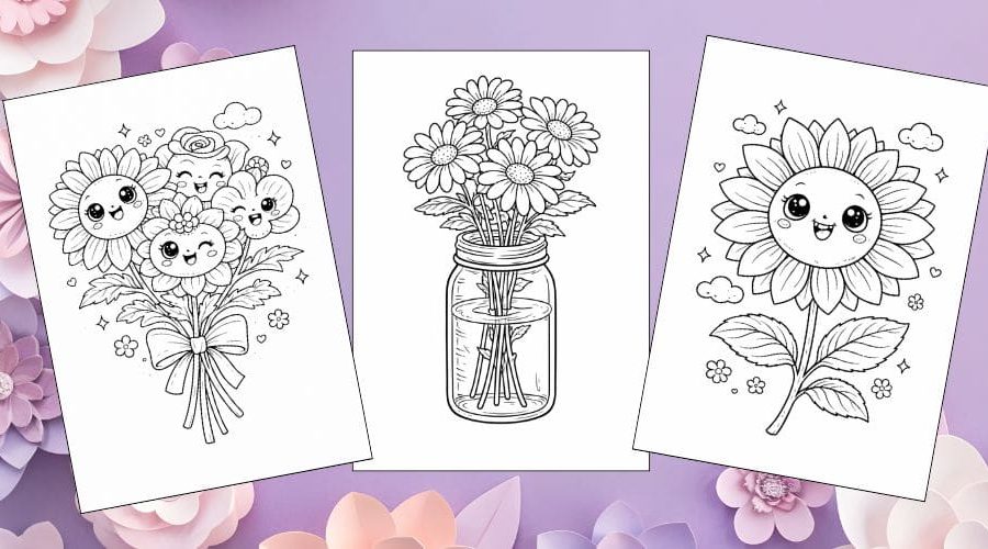 Free Printable Flower Coloring Pages for Kids Floral Coloring Book Garden Printout Sheets blog feature