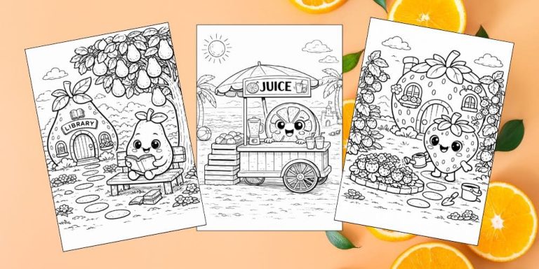Free Printable Fruit Coloring Pages for Kids Cute Food Colouring Book Sheets