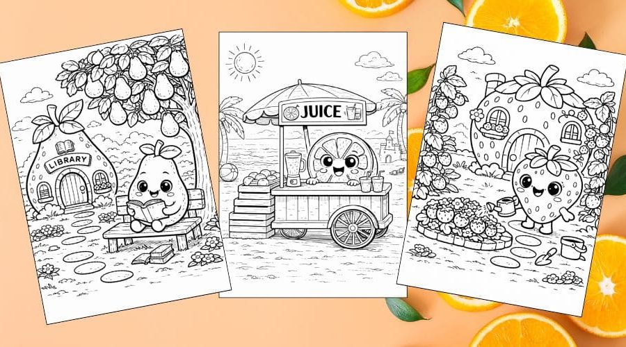 Free Printable Fruit Coloring Pages for Kids Cute Food Colouring Book Sheets