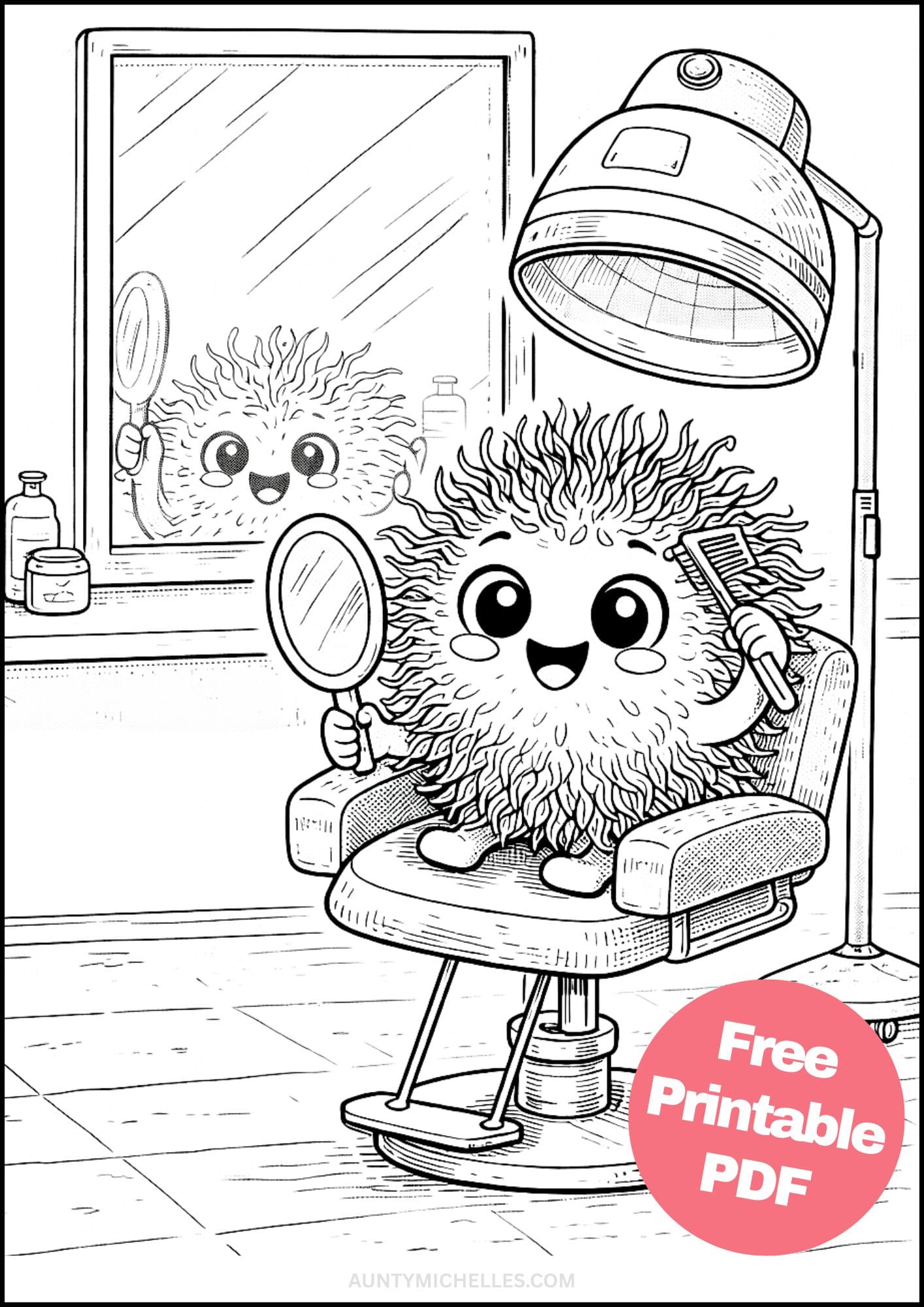 Free Printable Fruit Coloring Pages for Kids Cute Food Colouring Book Sheets Printout PDF 20 rambutan salon 1