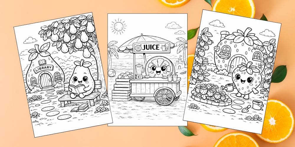 Free Printable Fruit Coloring Pages for Kids Cute Food Colouring Book Sheets