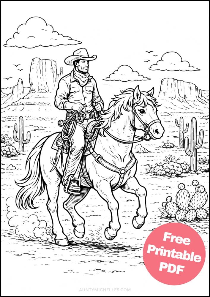 Free Printable Horse Coloring Pages for Kids Pony Coloring Book Printout Sheets 14 realisitc cowboy