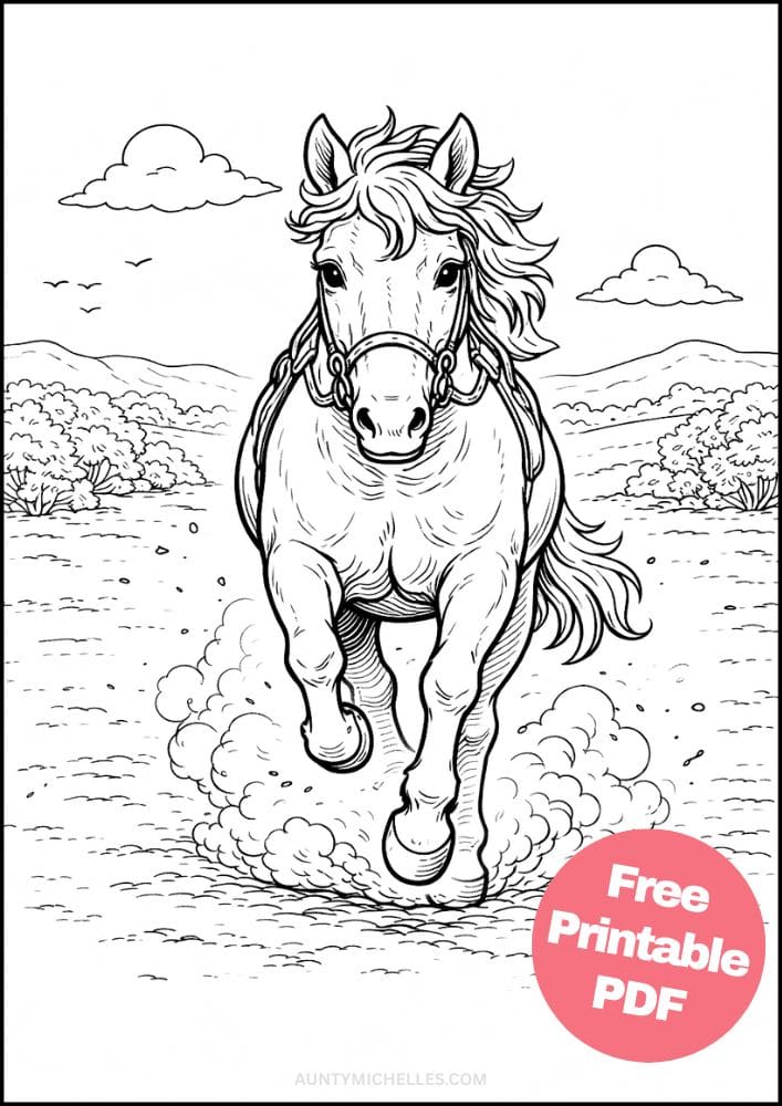 Free Printable Horse Coloring Pages for Kids Pony Coloring Book Printout Sheets 15 realistic running