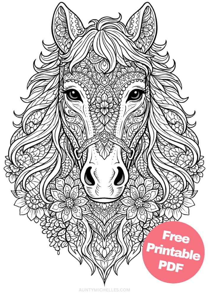 Free Printable Horse Coloring Pages for Kids Pony Coloring Book Printout Sheets 20 mandala horse head adult
