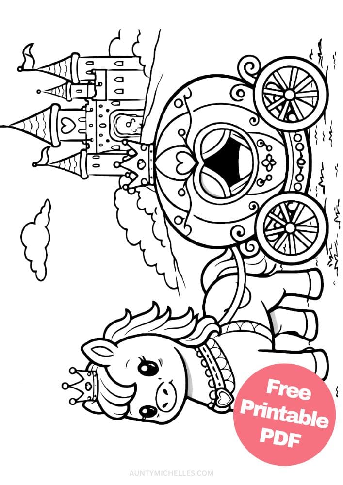 Free Printable Horse Coloring Pages for Kids Pony Coloring Book Printout Sheets 4 carriage castle princess