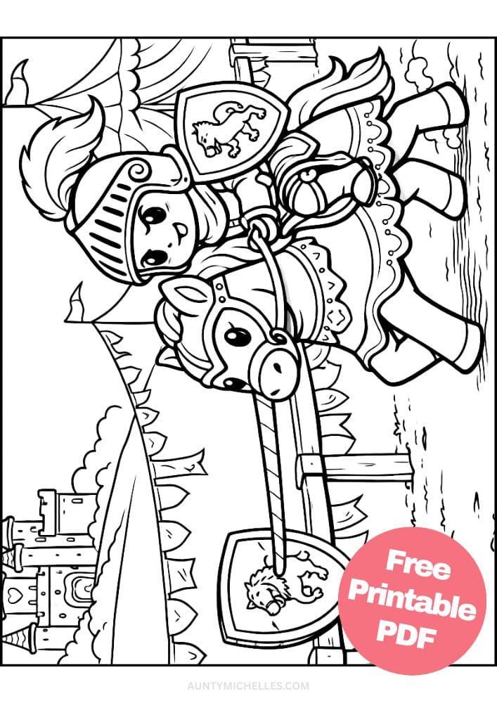 Free Printable Horse Coloring Pages for Kids Pony Coloring Book Printout Sheets 6 knight jousting medieval renaissance