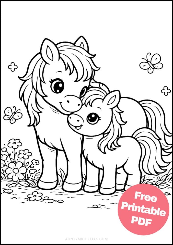 Free Printable Horse Coloring Pages for Kids Pony Coloring Book Printout Sheets 7 mare mom and baby