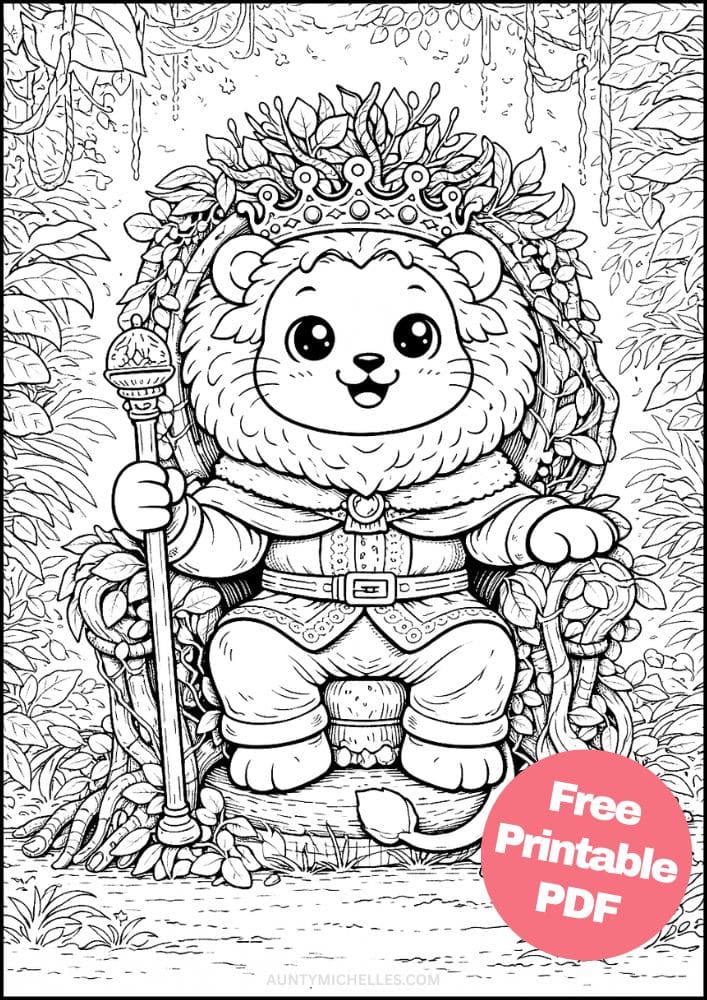 Free Printable Lion Coloring Pages for Kids Activities Colouring Sheets 17 king throne jungle