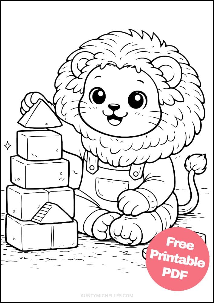 Free Printable Lion Coloring Pages for Kids Activities Colouring Sheets 18 cute building blocks