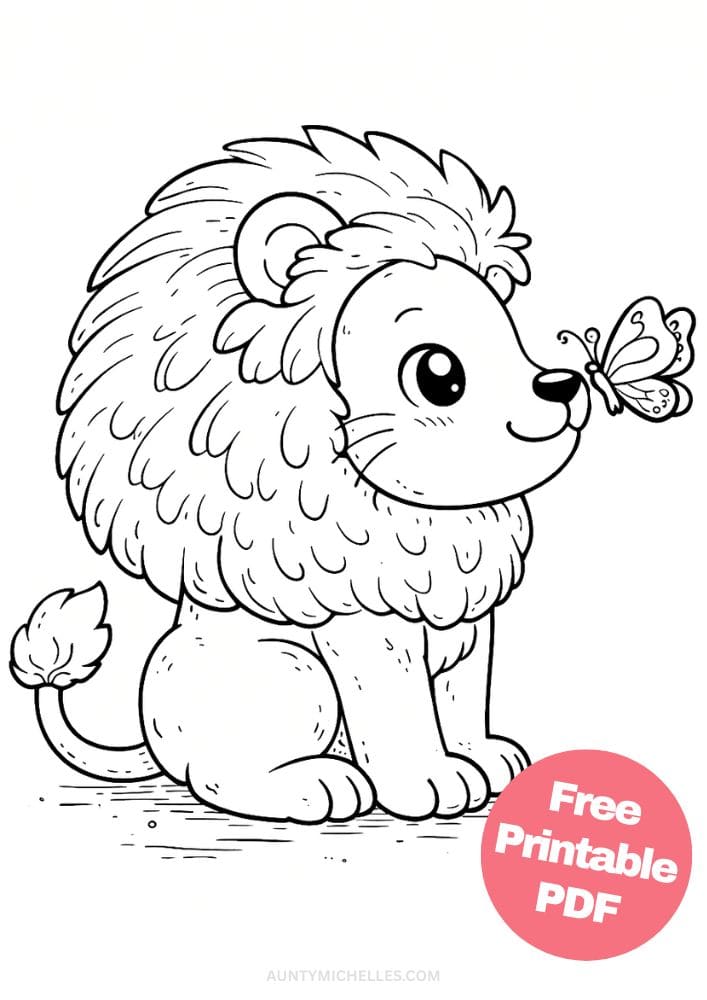 Free Printable Lion Coloring Pages for Kids Activities Colouring Sheets 3 cute butterfly
