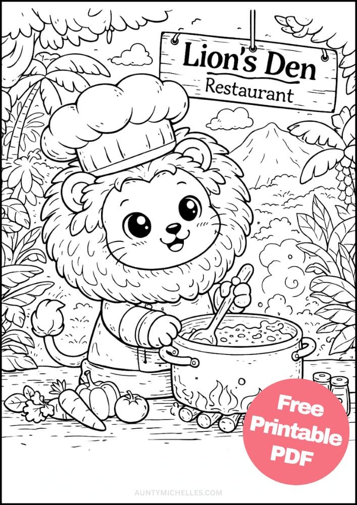 Free Printable Lion Coloring Pages for Kids Activities Colouring Sheets 6 chef restaurant