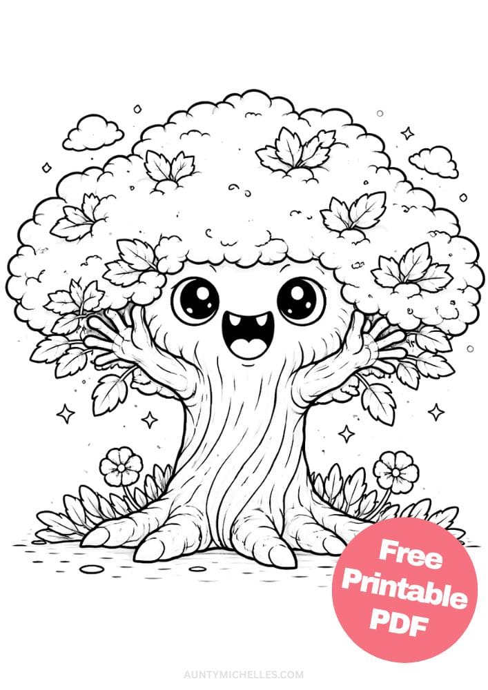 Free Printable Monster Coloring Pages for Kids Cute Creatures Activities Colouring Sheets 10 tree nature