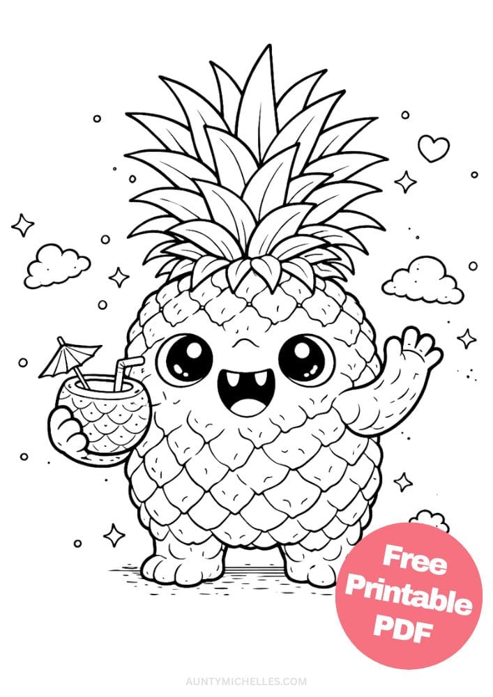 Free Printable Monster Coloring Pages for Kids Cute Creatures Activities Colouring Sheets 11 pineapple