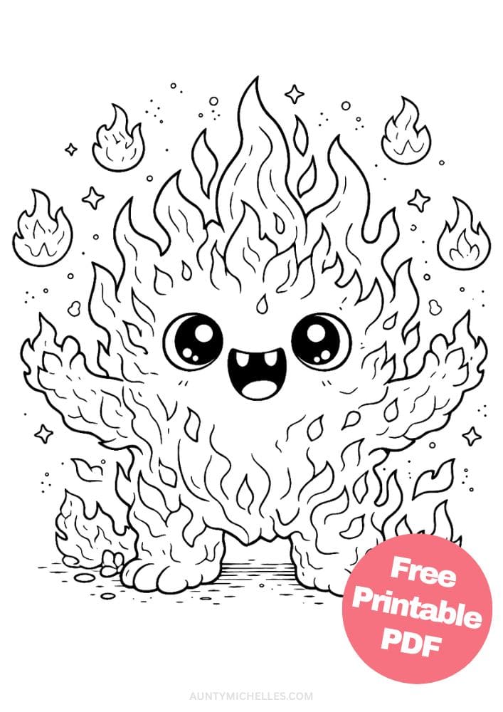 Free Printable Monster Coloring Pages for Kids Cute Creatures Activities Colouring Sheets 12 fire flame