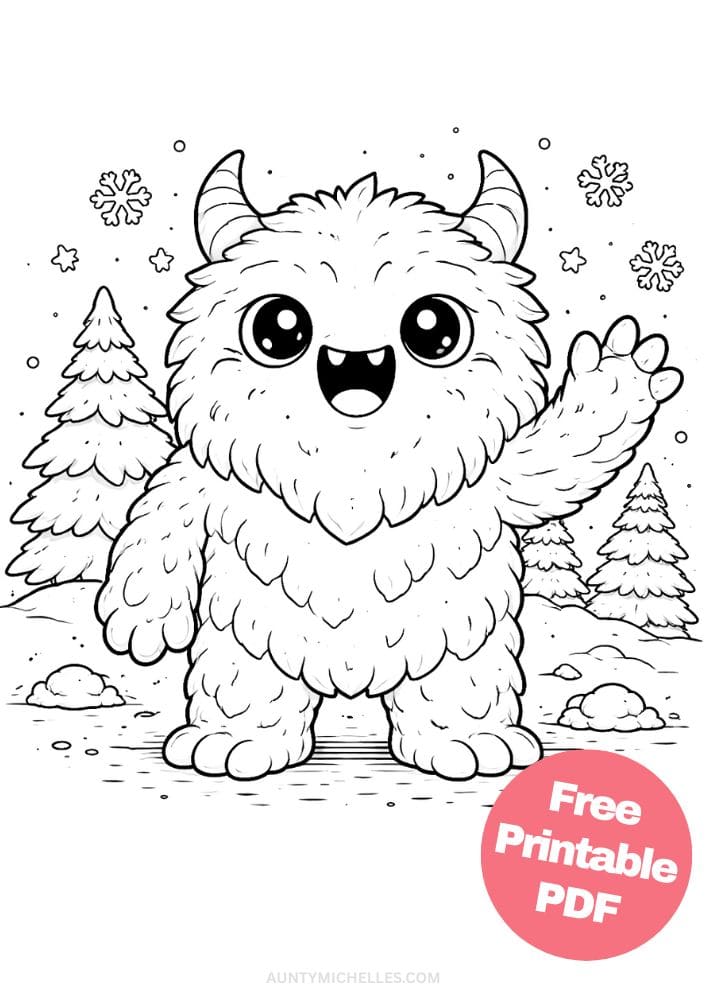 Free Printable Monster Coloring Pages for Kids Cute Creatures Activities Colouring Sheets 13 winter yeti