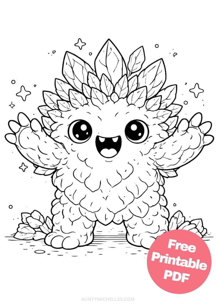 Free Printable Monster Coloring Pages for Kids Cute Creatures Activities Colouring Sheets 14 crystal rock