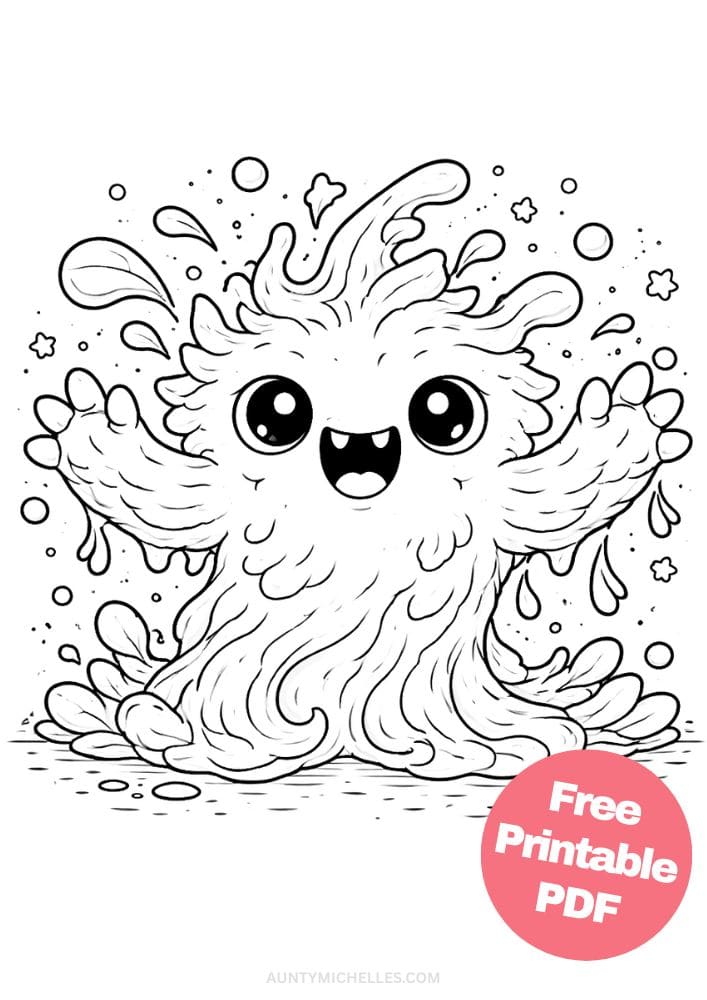 Free Printable Monster Coloring Pages for Kids Cute Creatures Activities Colouring Sheets 15 water liquid