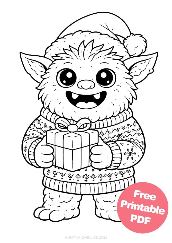 Free Printable Monster Coloring Pages for Kids Cute Creatures Activities Colouring Sheets 17 christmas holiday winter