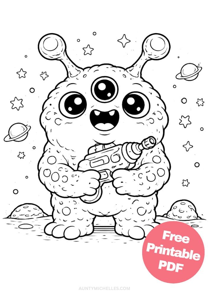 Free Printable Monster Coloring Pages for Kids Cute Creatures Activities Colouring Sheets 18 alien outer space