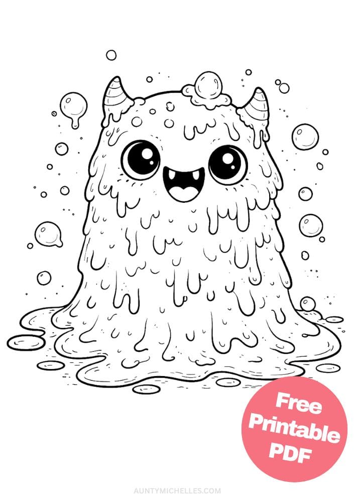 Free Printable Monster Coloring Pages for Kids Cute Creatures Activities Colouring Sheets 2 slime goop