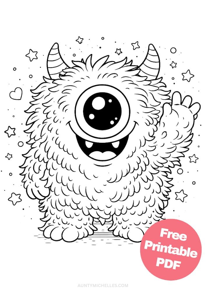 Free Printable Monster Coloring Pages for Kids Cute Creatures Activities Colouring Sheets 20 one eye hairy