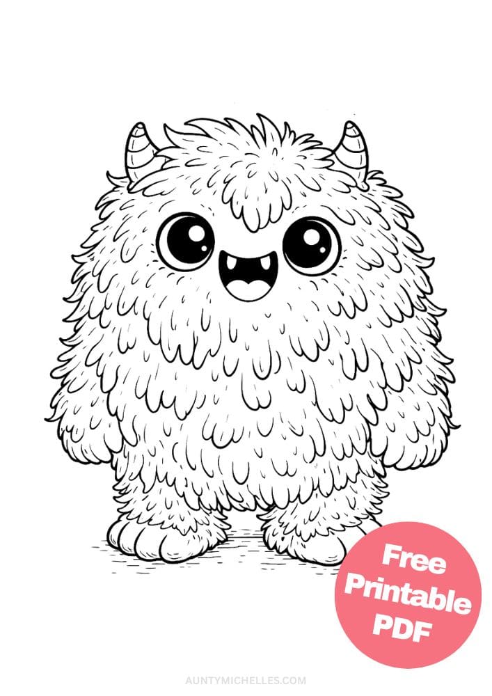 Free Printable Monster Coloring Pages for Kids Cute Creatures Activities Colouring Sheets 4 hairy happy